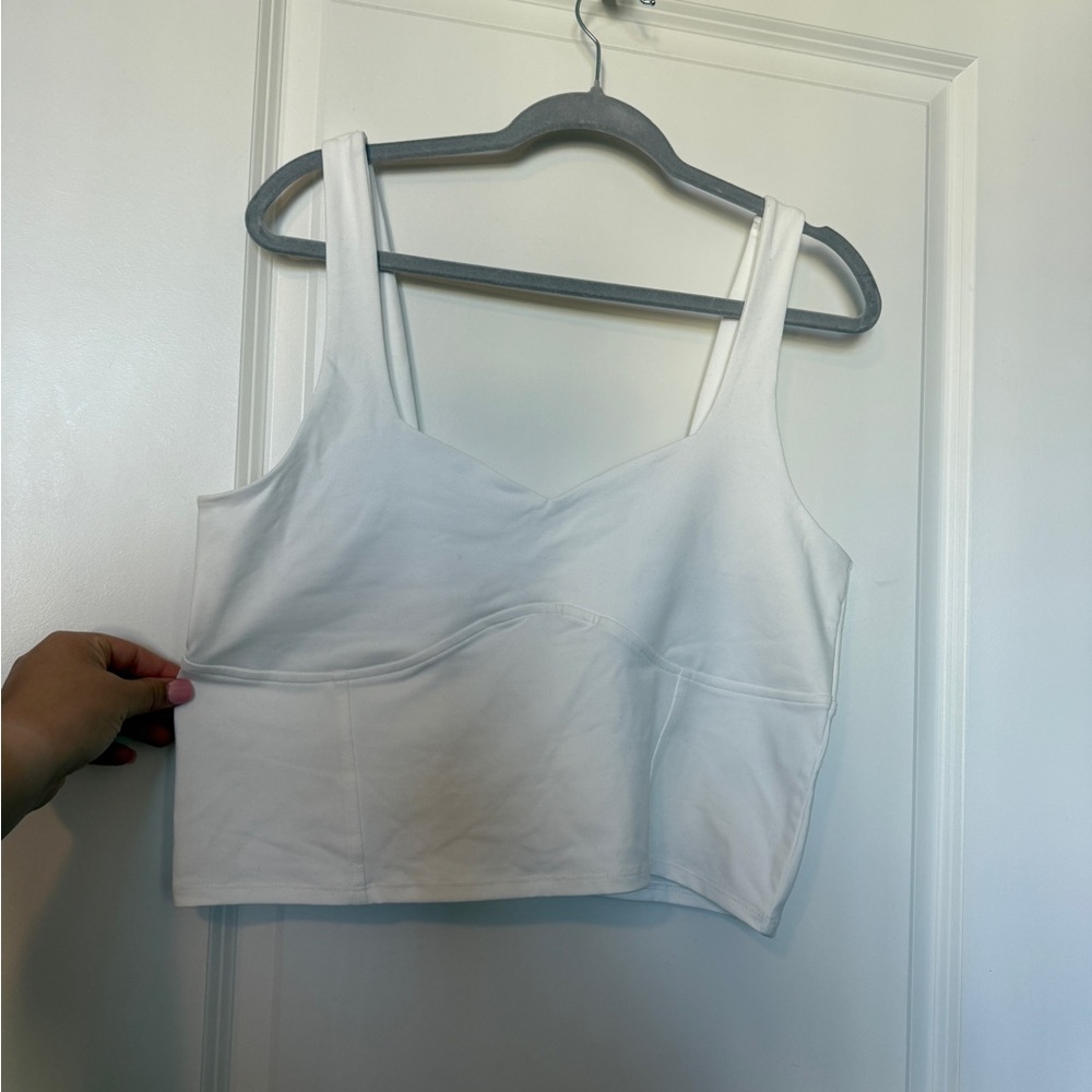 Abercrombie & Fitch White Fitted Crop Tank Top